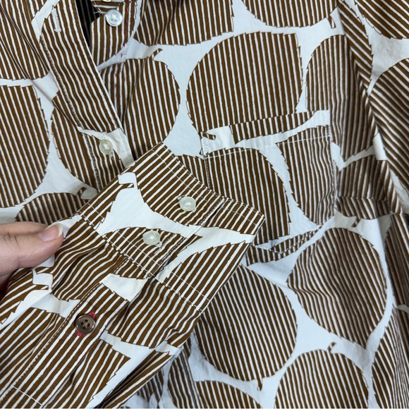 Boden, Brown and White Button Down Shirt. Size 10R. In excellent condition! - Picture 2 of 6